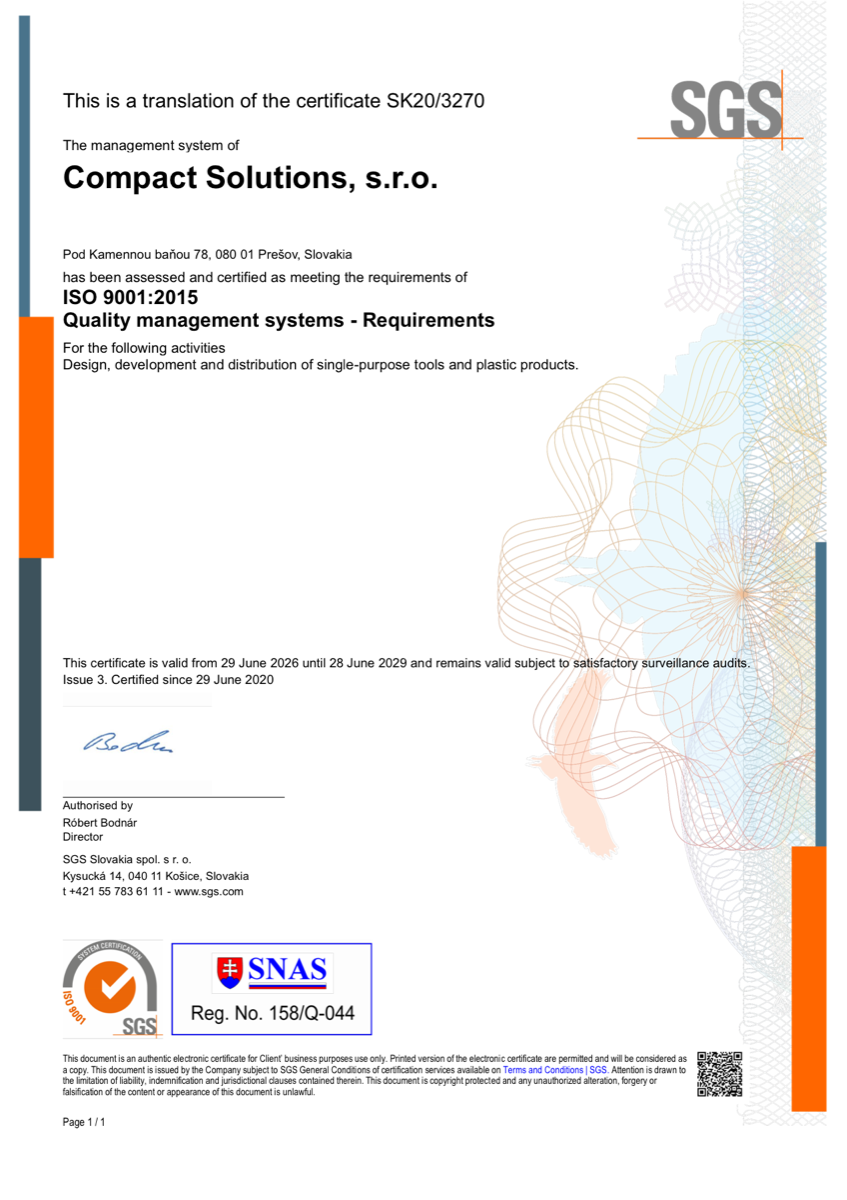 Náhľad certifikátu ISO 9001:2015